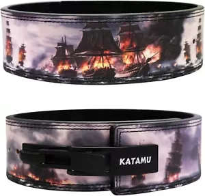 Katamu Lever Belt Burn The Ships Premium Gym Weightlifting Powerlifting (Large) - Picture 1 of 7