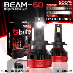 GBrite Super Beam 60 H1 H7 H11 9012 N21 latest Canbus led kit Super Bright bulbs - Picture 1 of 7
