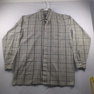 Vintage Hawk USA Made Beige Tan Plaid Button Down Long Sleeve Shirt Mens Tall XL - Picture 1 of 8
