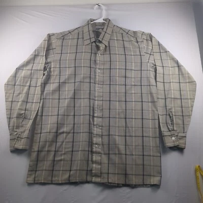 Vintage Hawk USA Made Beige Tan Plaid Button Down Long Sleeve Shirt Mens Tall XL - Image 1 of 4