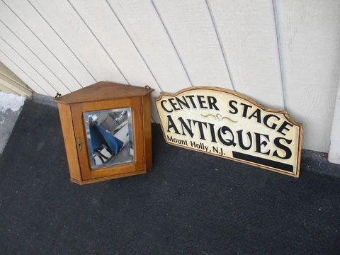 64183   Antique Victorian Oak Corner Curio Cabinet Cover