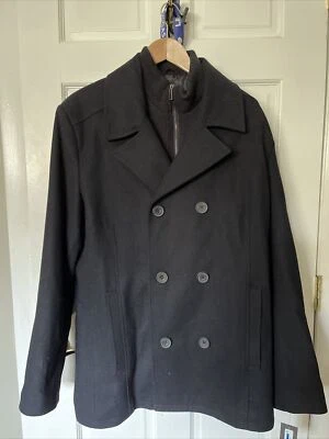 Chaquetón negro XL Kenneth Cole 2019 doble botonadura mezcla lana de Macys Foto 1 de 2