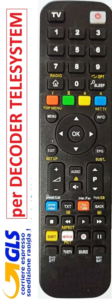 Telecomando già programmato per decoder TELESYSTEM - Immagine 1 di 1