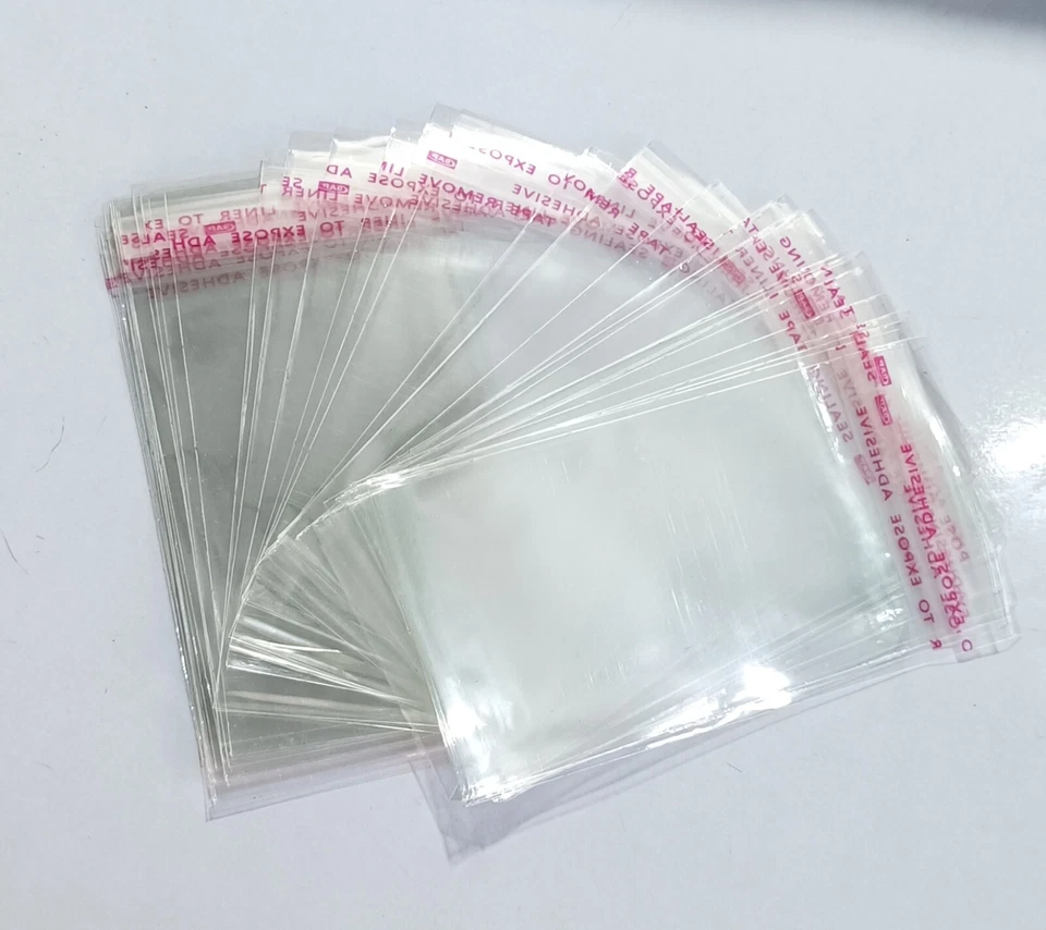 100 Pcs BOPP Self Adhesive Resealable Clear Pouch Bag for Multi Use  4x2 inch - Image 1 of 4