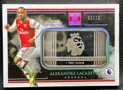 2019-20 Panini Impeccable =Alexandre Lacazette= Silver Logo Bar #'d /25 Arsenal - Image 1 of 4