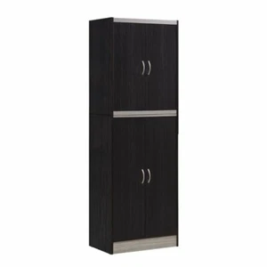 Brown Gray Wooden Pantry Storage Cabinet Laundry Closet Doors Organizer Utility - Picture 1 of 5