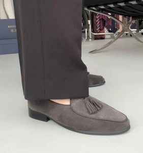 Scarpe casual da uomo mocassini nappa retrò inglesi slip on pelle scamosciata scarpe eleganti - Foto 1 di 14