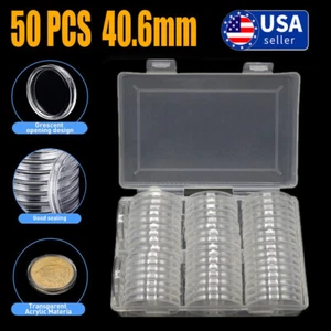 50PCS DIRECT FIT AIRTIGHT 40.6MM AMERICAN SILVER EAGLE 1OZ COIN HOLDERS CAPSULES - Picture 1 of 13