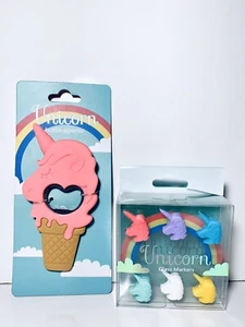 Silicone Unicorn Rainbow Wine Glass Markers & Silicone Bottle Opener Lot 2 NEW - Picture 1 of 5