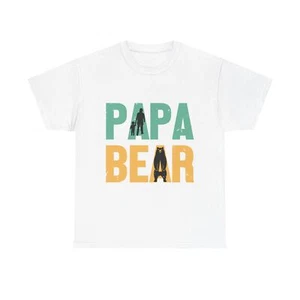 Papa Bear Dad Unisex Heavy Cotton Tee - Picture 1 of 17