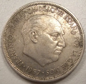  MONETA 5 PESETAS SPAGNA 1957 (STELLA #7?) LQQK BELLO  - Foto 1 di 2