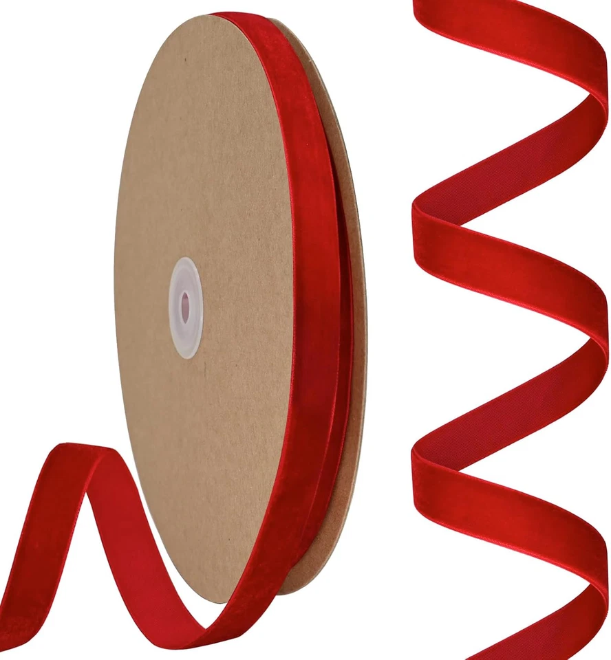 Red Velvet Ribbon 5/8 Inch X 25 Yards Spool Fabric for Velvet Chocker Valentine' - Image 1 of 4