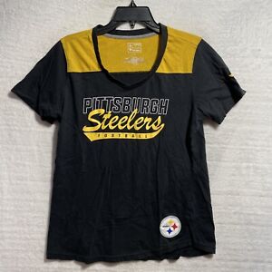 NFL Pittsburg Steelers Top Shirt Womans Medium Short Sleeve V Neck Fanatics
