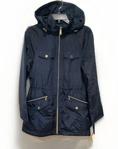 Michael Kors Women's Hooded Rain Jacket Admiral Blue Size S - NWT - Picture 1 of 12