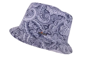 Wigens NWT Cotton Blend Trilby Hat in Blue w/ White Paisley Size 59, 7 & 3/8ths - Picture 1 of 7