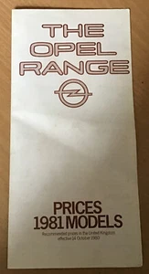 OPEL PRICE LIST - 1981 Ascona Kadett Manta Rekord Senator Monza Commodore - Picture 1 of 3