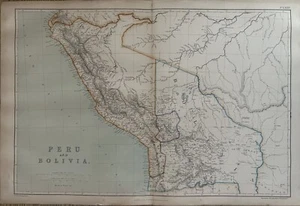 1872 Peru & Bolivia Hand Coloured Original Antique Map By W.G. Blackie - Picture 1 of 3