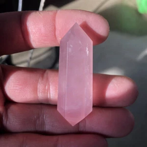 50-60mm Natural Rose Quartz Crystal Point Wand Double Terminated Stone Column - Picture 1 of 15