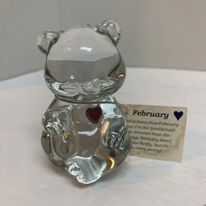 Fenton Glass Bear Amethyst Heart February Birthstone Figurine Paperweight w/Tag - Picture 1 of 5