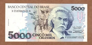 Billete Brasil 5000 Cruzeiros - UNC - P-232c - 1993 - Imagen 1 de 2