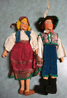 Vintage 2 Folk Art German Hand-Made Felt Dolls Boy Girl Unique Hand-Made Clothes