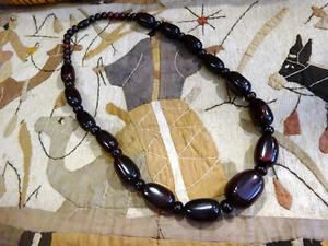 Lacquer Beads Necklace Large Monumental Quality Oriental - Picture 1 of 7