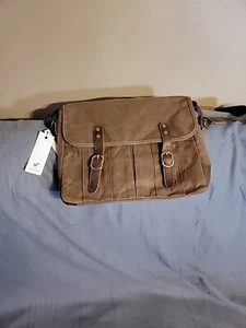 SOAEON Mens Messenger Bag 15.6 Inch Waterproof Genuine Leather Waxed Canvas NWT - Picture 1 of 6