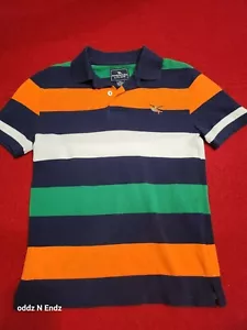 American Living Boys Striped Polo Shirt Orange/Green/Navy Cotton Size S(8) - Picture 1 of 6