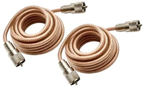2 Lot RoadPro RP-8X9CL CB Antenna 9 Foot RG8X Coax Cables w/PL259 Ends - Clear - Picture 1 of 5