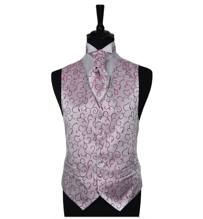 Men's Scroll Special Occasion Wedding Groom Waistcoat & Cravat - Size 34" - 60" - Image 1 of 1