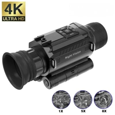 AUSHA 4K Head-Mounted Night Vision Monocular 40MP 600m IR Zoom Waterproof - Image 1 of 4