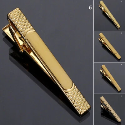 Mens Stainless Steel Tie Clip Necktie Bar Clasp Clamp Pin Jewelry Gold US - Image 1 of 4