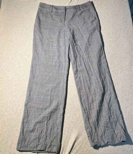 Tory Burch Vestito Pantalone Donna Taglia 12 Grigio Plaid Lana Gamba Larga Business Ufficio