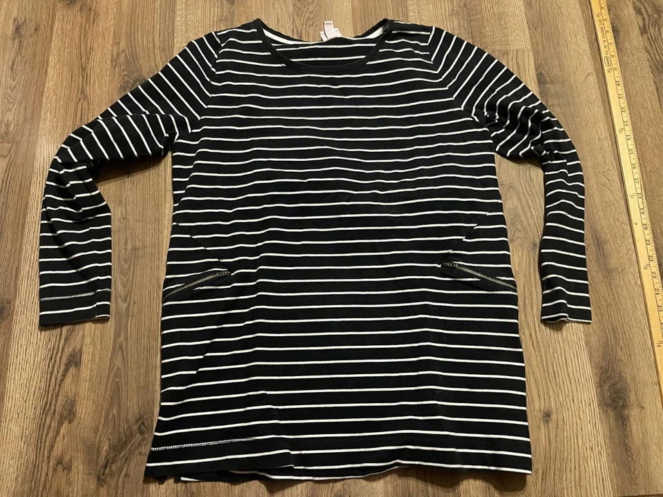 Merona Shirt, Women's Size XXL, Black White, Striped, Long Sleeve - Image 1 of 4