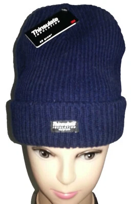 Navy 3M Thinsulate Lined Rag Wool Beanie Stretch Thermal Winter Warm Hat Cap Ski - Image 1 of 4