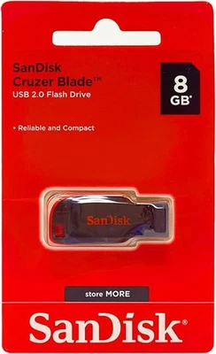 Unidad Flash SanDisk 8 GB Cruzer Blade USB 2.0 Nueva en Embalaje Original Foto 1 de 2