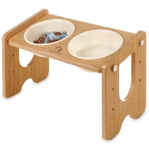 Ceramic Elevated Dog Bowls, Raised Dog Bowl Stand – Adjustable (3 Heights) Ba... - Picture 1 of 7