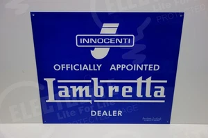 LETRERO TROQUELADO ESMALTE CONCESIONARIO LAMBRETTA INOCENTI 15" POR 18" MUY BONITO - Imagen 1 de 3