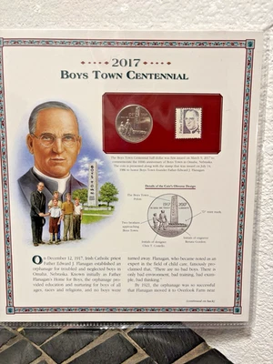 2017 D UNC. Boys Town Centennial Commerative Coin Half-Dollar / Flanagan Stamp - Image 1 of 4