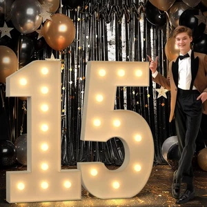 4FT Marquee Numbers 15 Light up Number 15th Birthday Decorations Large Number... - Picture 1 of 6