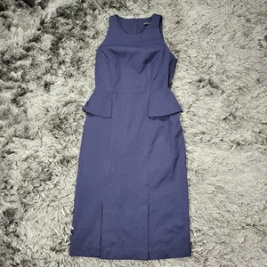 Banana Republic Kleid Damen 4 dunkelblau ärmellos Schößchen Etui Karriere Midi - Bild 1 von 15