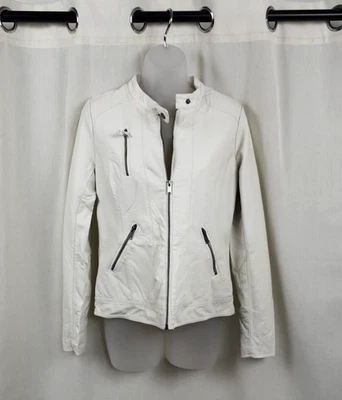 Chaqueta de motociclista Only Ferry Pu blanca Alyssum talla 10 Reino Unido / 38 UE PVP £35 CR150 EE 16 Foto 1 de 4