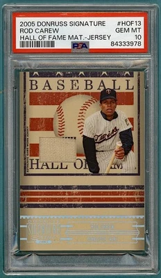 2005 Donruss подпись род Carew зал славы материал Джерси #HOF13 PSA 10! - Изображение 1 из 2