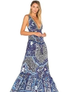 Camilla Under The Medina Moon Blue White Midi Dress ALTERED SIZE 8 - Picture 1 of 13