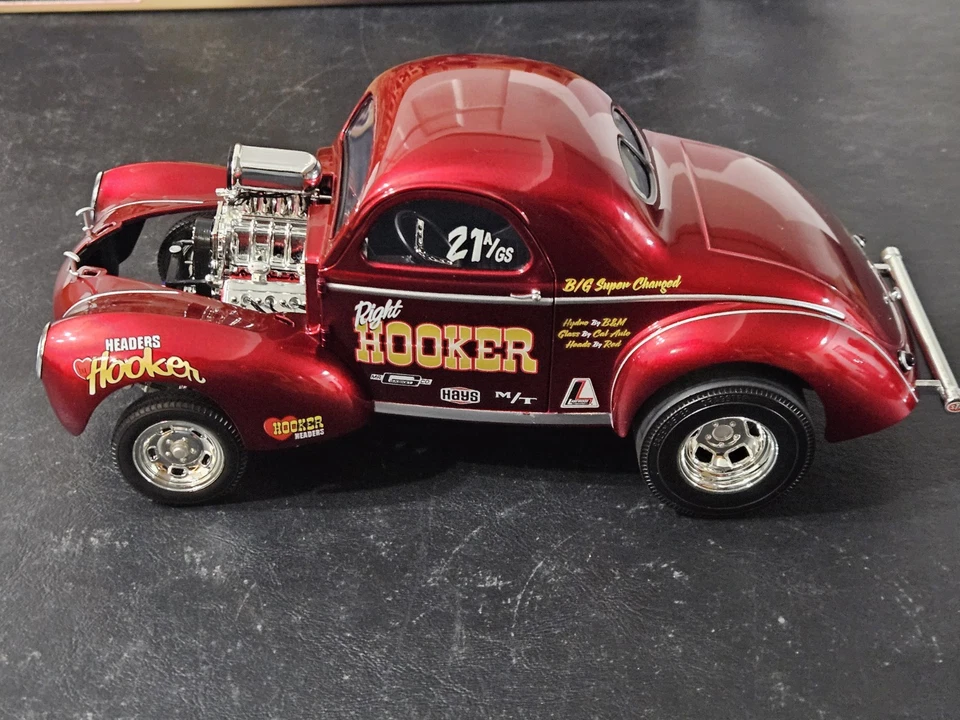 ACME HOOKER HEADERS HOLLEY 1:18 SCALE 1941 WILLYS GASSER DIECAST  A1800910 NEW! - Image 1 of 4