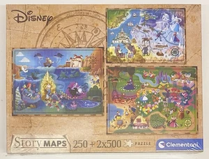 CLEMENTONI DISNEY STORY MAPS ROMPECABEZAS x3 FROZEN MERMAID ALICIA *NUEVO* - Imagen 1 de 8