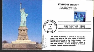 THE STATUE OF LIBERTY 2001 conv BOOKLET #20/30 made  TOM'S  CACHET FDC VF UNADDR - Picture 1 of 1
