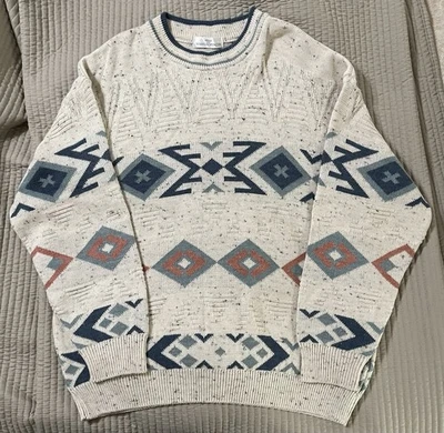 Suéter Marks & Spencer Crema Mezcla Lana Azteca De Colección Cuello Redondo Para Hombre’s XL Foto 1 de 3