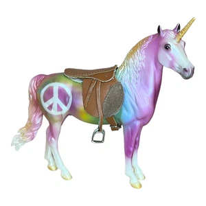 Handgefertigter brauner mit brauner Knierolle Leder englischer Sattel Tack Breyer Modellpferd - Bild 1 von 4