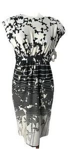Tibi Women 2 Black Khaki Printed Cap Sleeve Knee Length Sheath Dress BinM - Picture 1 of 9